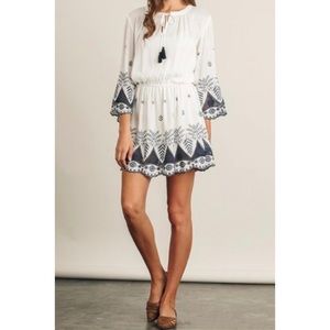 umgee tassel embroidered cinched waist dress